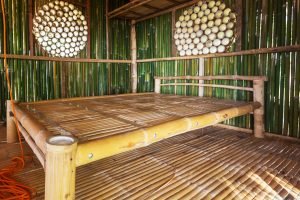 Green bamboo hut in tropical island